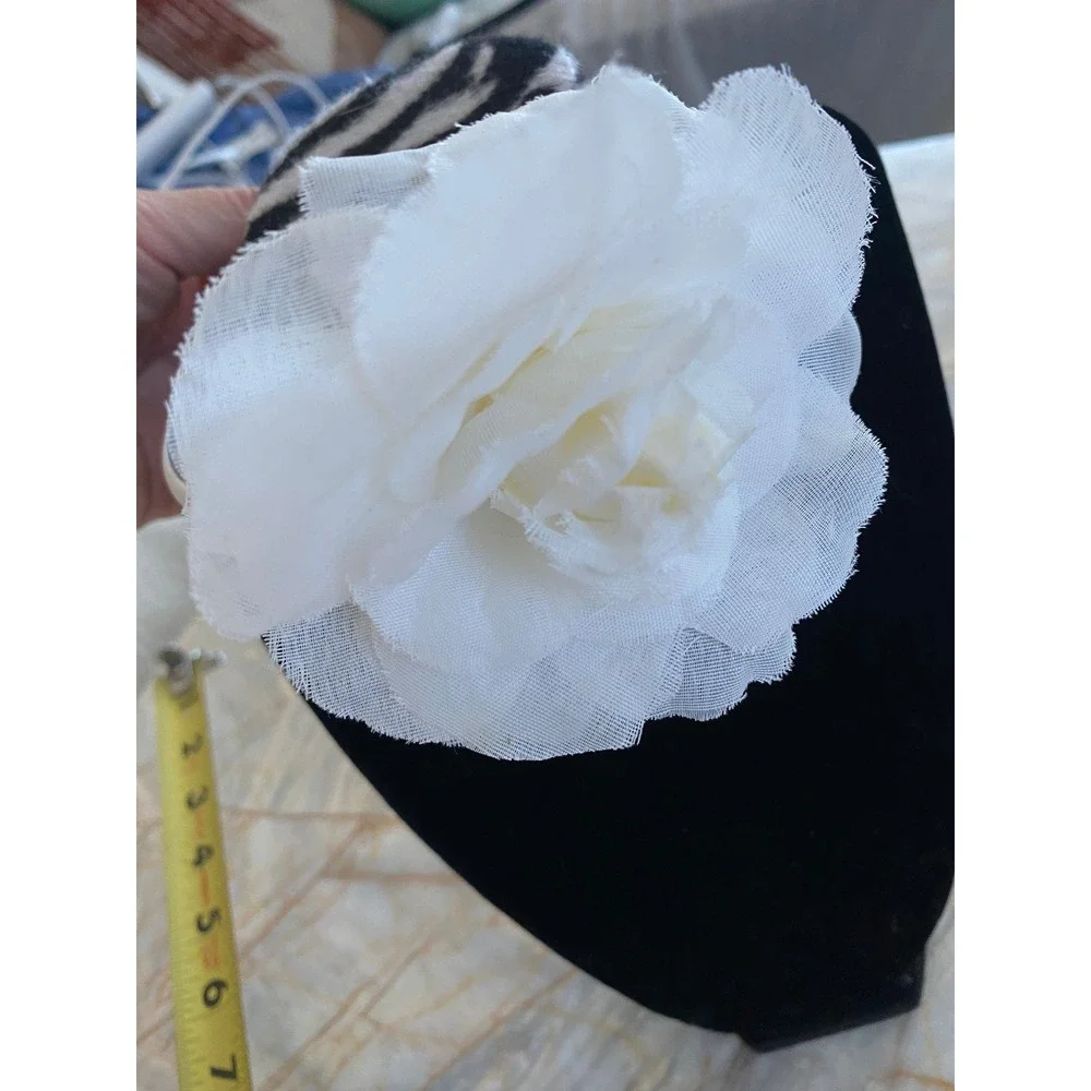 White Satin Floral Headband Large Chiffon Flower Wedding Bridal Hair Accessory